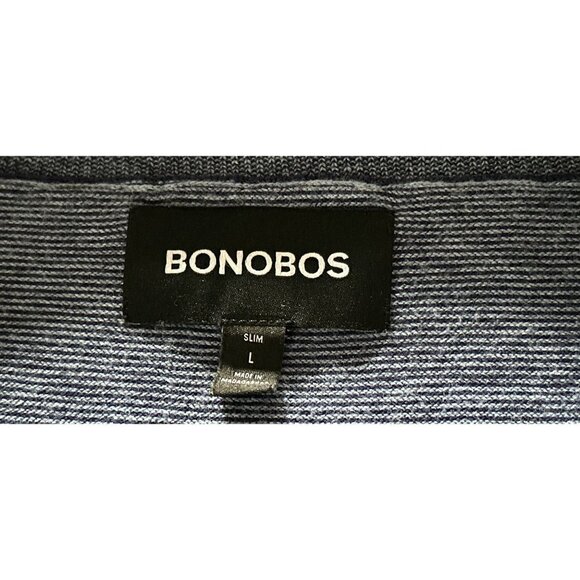 BONOBOS Knitted Crewneck Pullover Blue White Stripes Size Large - Picture 2 of 5